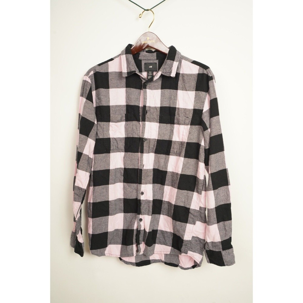 H&M Pink Plaid Button-Down Shirt Size M Flannel